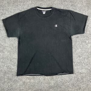 Champion T-Shirt Mens Size XL Black Crewneck Short Sleeve Logo Casual Basic
